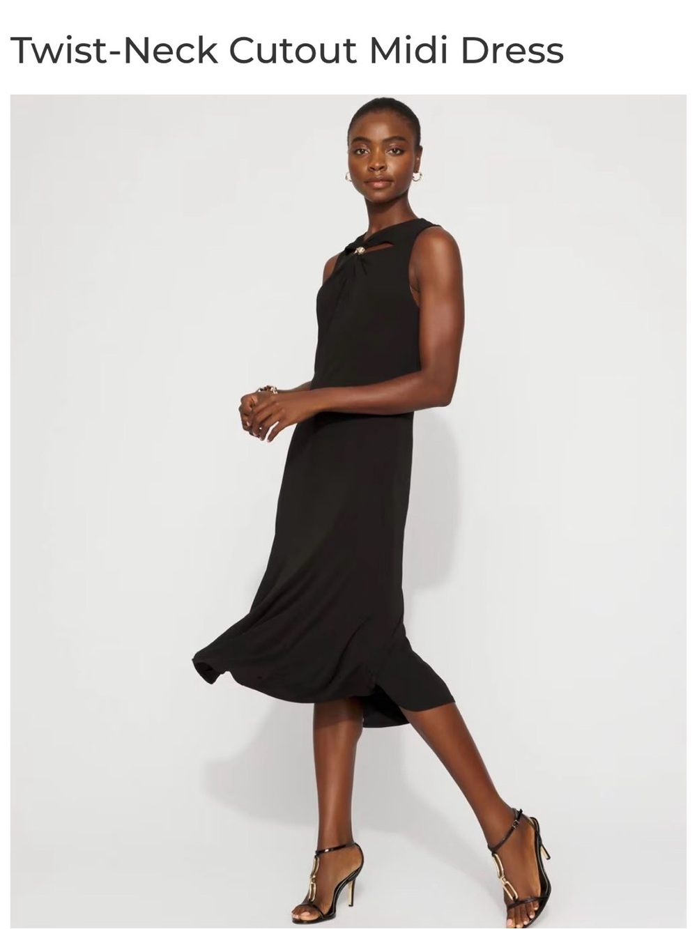 Twist-Neck Cutout Midi Dress - WHITE Image for dress flow